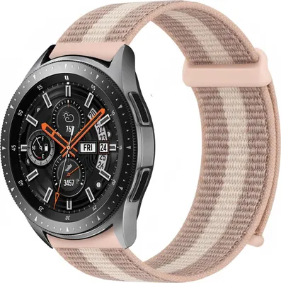 Produktbild von Smartwatch Armband für Samsung Galaxy Watch (2018) 46mm Nylon Textil Band Ersatzband Wechselband Klettverschluss flexibel atmungsaktiv Rosa