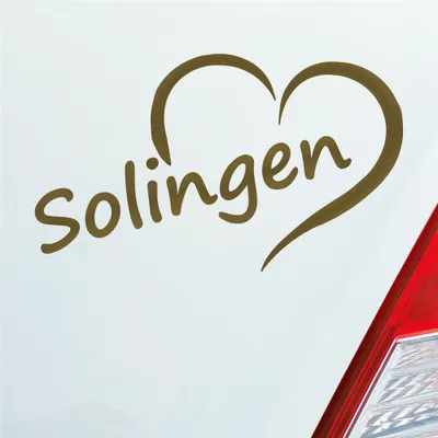 Produktbild von Auto Aufkleber Solingen Herz Stadt City Love Liebe Heimat 14x8 cm Gold Sticker Heckscheibenaufkleber