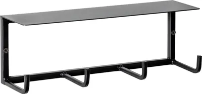 Produktbild von Wandgarderobe - Schwarz - Metall - 30 x 10 cm - mit Ablagefläche