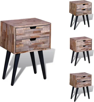 Image de vidaXL Table de nuit avec 2 tiroirs en vieux bois teck - Tables de nuit