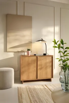 Produktbild von MOEBLO Kommode LILIE K98 – Sideboard mit Push-to-Open, grifflosen Fronten und Stauraum, Wohnzimmerschrank 98x82x39 cm - Carmel-Eiche