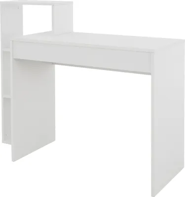Produktbild von ML-Design Schreibtisch mit Regal, PC Tisch / Laptop Tisch, mit Stauraum, Weiß, 3 Einlegeböden, 110x72x40 cm, Holz, 2-in-1 System, für Zuhause