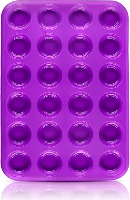 Imagen del producto de Molde de silicona para mini muffins, con 24 cavidades, de 34 x 24 x 2 cm, con revestimiento antiadherente, ideal para hacer muffins