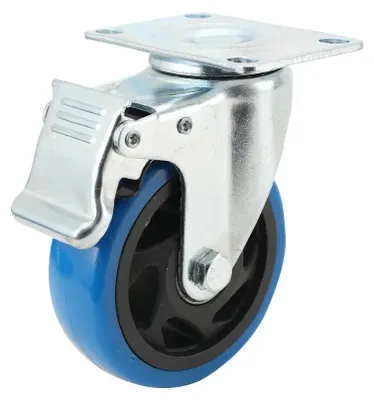 Image de Roulettes pour meubles - Roulettes pivotantes directionnelles - Lot de 4 - Diamètre des roues : 100 mm - Avec frein - 120 kg par roulette - Polyuréthane - Pour charges lourdes