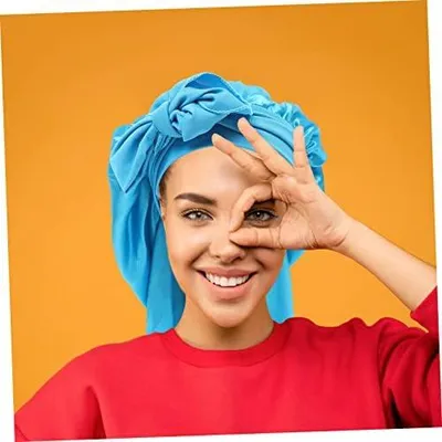 Produktbild von Dekorative Satin-Schlafhaube für langes, lockiges Haar