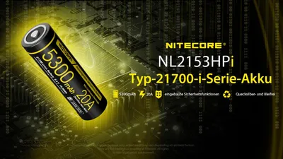 Produktbild von Nitecore NL2153HPI, Wiederaufladbarer Akku, Lithium-Ion (Li-Ion), 3,6 V, 1 Stück(e), 5300 mAh, 19,08 Wh