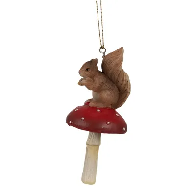 Zdjęcie produktu dla Clayre & Eef Świąteczna zawieszka wiewiórka 4x4x9 cm brązowa polyresin