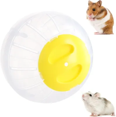 Produktbild von 14,5 cm transparenter Laufball für Hamster und Kleintiere - Laufball für Rennmäuse, Meerschweinchen, Igel (Gelb)