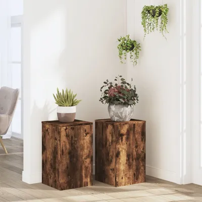 Produktbild von "2026 Promotion" Pflanzenständer - Hochbeet - 2 Stk. - Blumenkasten - Räuchereiche 30x30x50 cm - Holzwerkstoff - Beete CC31172