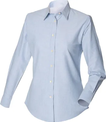 Image de Chemisier Oxford à manches longues pour femmes Henbury RW638 (Medium) (Bleu)