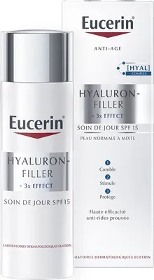Immagine prodotto di Eucerin Hyaluron-Filler + 3x Effect Crema da giorno antirughe SPF15 per pelli normali e miste, 50 ml
