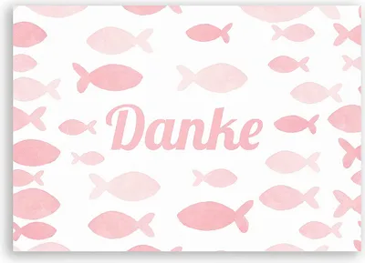 Produktbild von Friendly Fox 12 Dankeskarten Fische rosa, Dankeschön Karten mit Umschlag, DIN A6 Danke Klappkarten