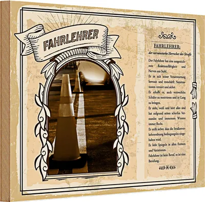 Produktbild von Holzschild Berufe 30x20cm Fahrlehrer Nerven aus Stahl