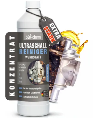 Produktbild von bio-chem Ultraschallreiniger Konzentrat Werkstatt 1L - Effektive Flüssigkeit für die Reinigung von Vergaser & Bauteilen im Ultraschallgerät oder Ultraschallbad - Für Aluminium & Metall geeignet
