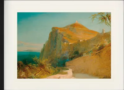 Obrázek produktu pro Carl Blechen Zarámovaný obraz s elegantní paspartou | nástěnné obrazy | v rámu - Tiberiusfelsen Auf Capri, 1829-30 (60 x 80 cm)