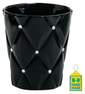 Produktbild von Polnix Schwarzer Keramik-Blumentopf mit Zirkonia, 14 cm