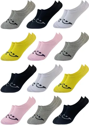 Produktbild von 12 Paar Füsslinge - Smiley- Mehrfarbig