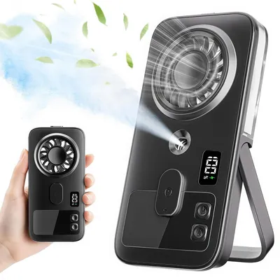 Produktbild von Handgehaltener Wasser-Kühlventilator, tragbarer Mini-Sprühakku-Ventilator mit 4 Geschwindigkeiten und Sprühfunktion,, Home Office und Outdoor