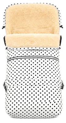 Produktbild von Baby-Joy Fußsack FINN XXL -110cm- Kinderwagen Winterfußsack Thermofußsack Buggy Winter Universal Winterfußsack für Kinderwagen und Buggy - Farbe: 54 Weiss-Schwarz Punkte, KI-generiertes Bild