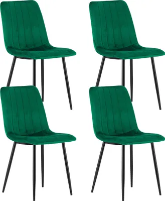 Produktbild von 1er | 2er | 4er Set Polsterstuhl Esszimmerstuhl Stuhl Wohnzimmerstuhl mit grünem Samtsitz und schwarz lackierten Metallbeinen 4er Set