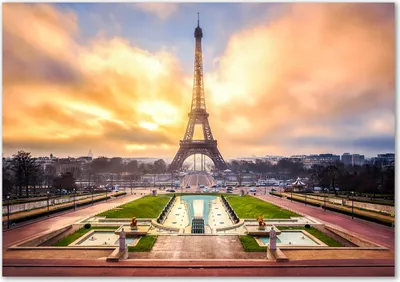 Produktbild von Tulup® Leinwandbild - 100x70 cm - Wandkunst - Drucke auf Leinwand - Leinwanddruck  - Sehenswürdigkeiten & Architektur - Gelb - Eiffelturm Paris