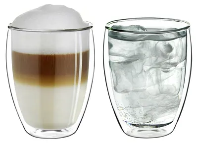 Produktbild von Creano doppelwandiges XXL Thermoglas 400ml, Extra großes hitzebeständiges Doppelwandglas aus Borosilikatglas, Kaffeegläser, Teegläser, Latte Macchiato Gläser, 2er Set