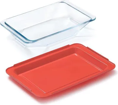 Produktbild von Famanu Auflaufform 1,5L mit Deckel - Rechteckige Backform aus Borosilikatglas