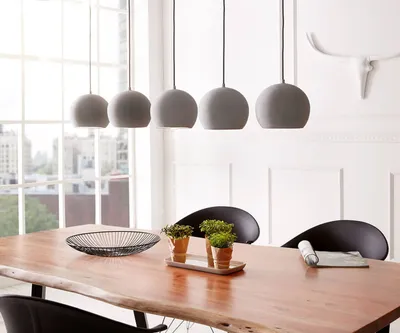 Produktbild von DELIFE Hängeleuchte Pentola Grau 115 cm 5 Schirme Beton