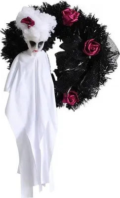 Produktbild von Halloween-Kranz mit weißem Geist, Halloween-Türkranz, Eingang, Fenster, Innen- und Außenbereich