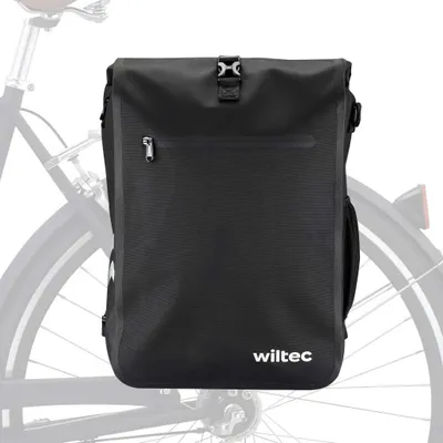 Obrázek produktu pro Wiltec brašna na nosič černá, batoh na kolo s úložným prostorem 25 l, brašna s přihrádkou na notebook, voděodolná brašna na kolo