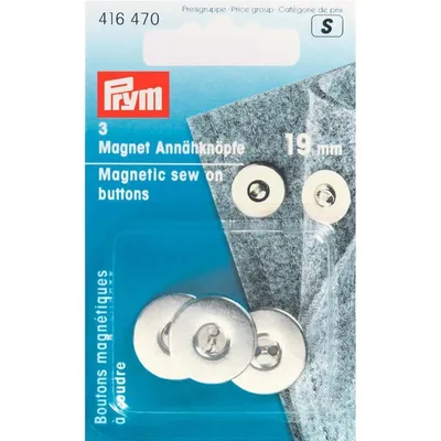 Zdjęcie produktu dla Przyciski magnetyczne Prym 19 mm w kolorze srebrnym
