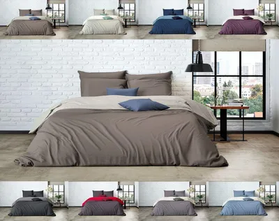Produktbild von Uni Einfarbig Wende Bettwäsche Mistral Edel Perkal 100% Ägyptische Baumwolle 240 cm x 220 cm Chateau Grey-Bungee Cord