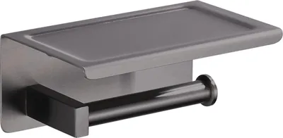 Produktbild von Balneo | Toilettenpapierhalter mit Ablage anthrazit GUN METAL Edelstahl| Papierrollenhalter QUBE Rostfrei | WC-Papierhalter aus Metall