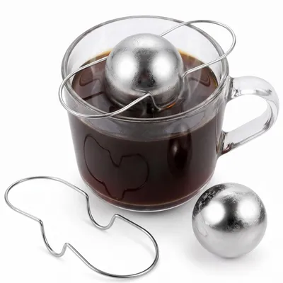 Espressokugeln aus Edelstahl, 2 Stück, mit Ständer