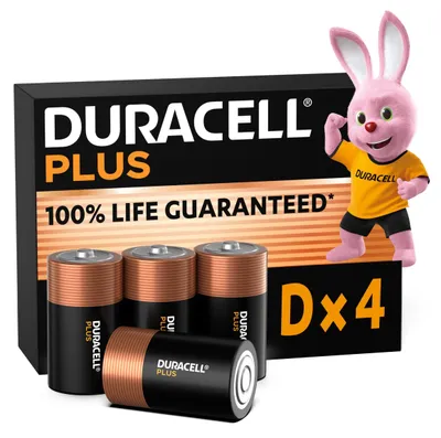 Produktbild von DURACELL Plus D Alkaline-Batterien (4 Stück) 1.5V, LR20