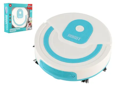 Productafbeelding van Robotstofzuiger, plastic, 17 cm, op batterijen, met geluid, in een doos van 22x20x6 cm