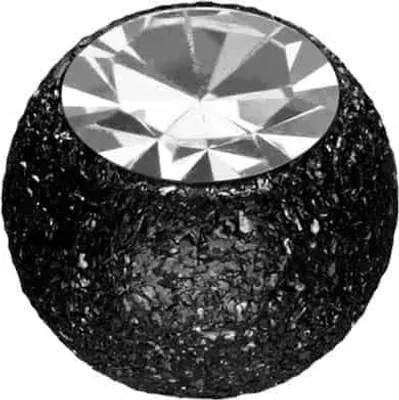 Produktbild von Chirurgenstahl Schraubkugel DIAMANTOPTIK + KRISTALL Schwarz Gewinde: 1,6mm | Kugelgröße: 5mm