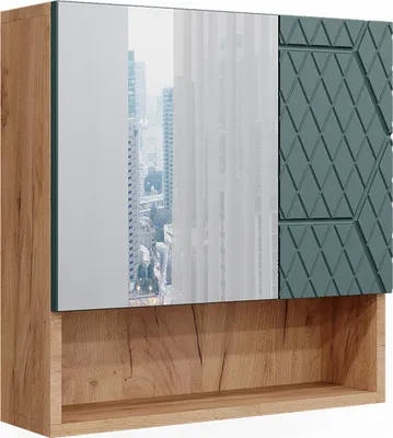 Produktbild von Badspiegelschrank Vicco Irma Grün/Goldkraft Eiche 54 x 55 cm, Model 42844