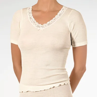 Produktbild von Nina von C. Wool Silk Halbarm-Shirt (40 Champagner)