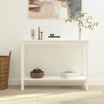 Produktbild von The Living Store Konsolentisch Weiß 110x40x80 cm Massivholz Kiefer