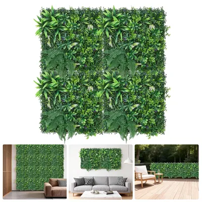 Produktbild von Kunstpflanzen Wandpaneel - Buchsbaum Heckenmatte 50x50 cm - UV-beständig - Kunststoff - Outdoor Deko Hintergrund - 4er Set - Grün B