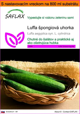 Obrázok produktu pre SAFLAX Garden in the bag - Luffa špongiová uhorka - Luffa aegyptica syn. L. cylindrica - 10 Semená - S pestovateľským substrátom v praktickom samostaviteľnom vrecku