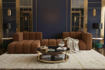 Image de Canapé d'angle en L Grand L 319 cm, tissu velours Salvador, brun foncé, gauche