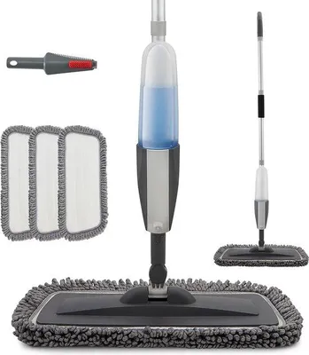 Produktbild von Famanu Sprühmopp mit Sprühfunktion - 360 Grad Drehkopf, Wasserreservoir und 3 Mikrofasertüchern