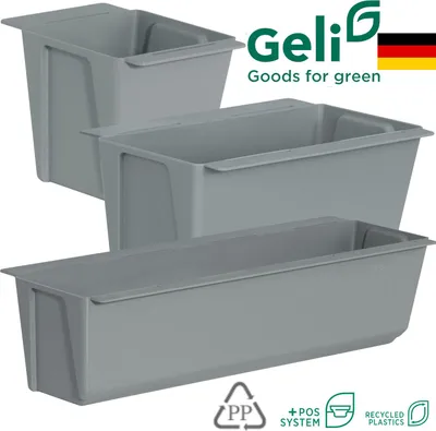 Produktbild von Geli | Blumentopf-Set 3In1 - Grau - Ideal Für Euro-Paletten - Platzsparend Und Vielseitig - 37 /18/10 x10x10 cm