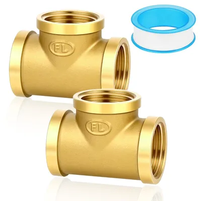 Productafbeelding van Set van 2 Messing T-stukken voor Drinkwaterinstallaties