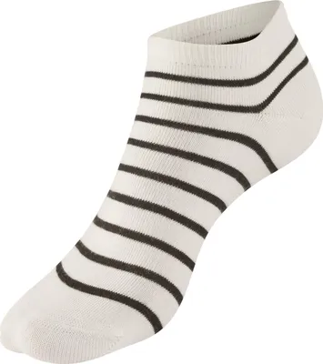 Produktbild von H.I.S. Sneakersocken Damen Sneaker Socken, Geringelte Knöchelsocken, Freizeitsocken 6 -teilig 6x ecru mit schwarzen Ringel Größe 39/42