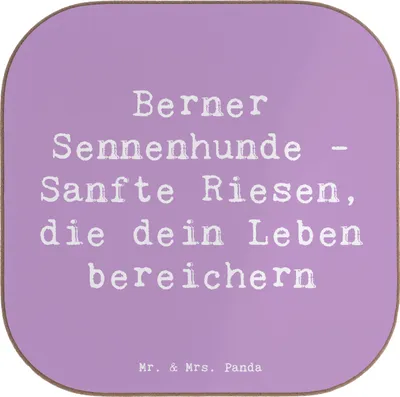 Produktbild von Mr. & Mrs. Panda Untersetzer für Gläser Spruch Berner Sennenhund Freude - Lavendeltraum - Geschenk, Hunderassen, gläseruntersetzer, Getränkeuntersetzer, treue Begleiter