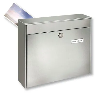 Edelstahl-Briefkasten mit Einwurföffnung an der Rückseite