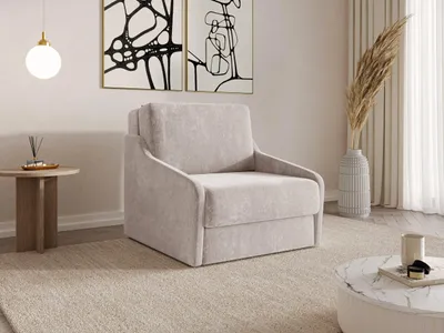 Produktbild von MOEBLO Schlafsessel FLY 80 – Sofa Sessel Jugendsofa Schlafsofa 1-Sitzer Gästebett mit Schlaffunktion und Bettkasten - Beige (Vibe 08)